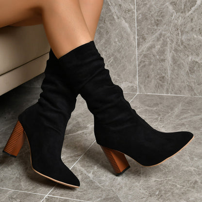 Bottines à Talon Chunky en Suédine